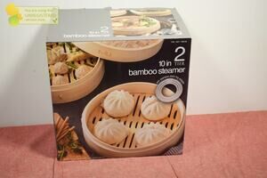 MIU 10” 2-Tier Bamboo Steamer Basket